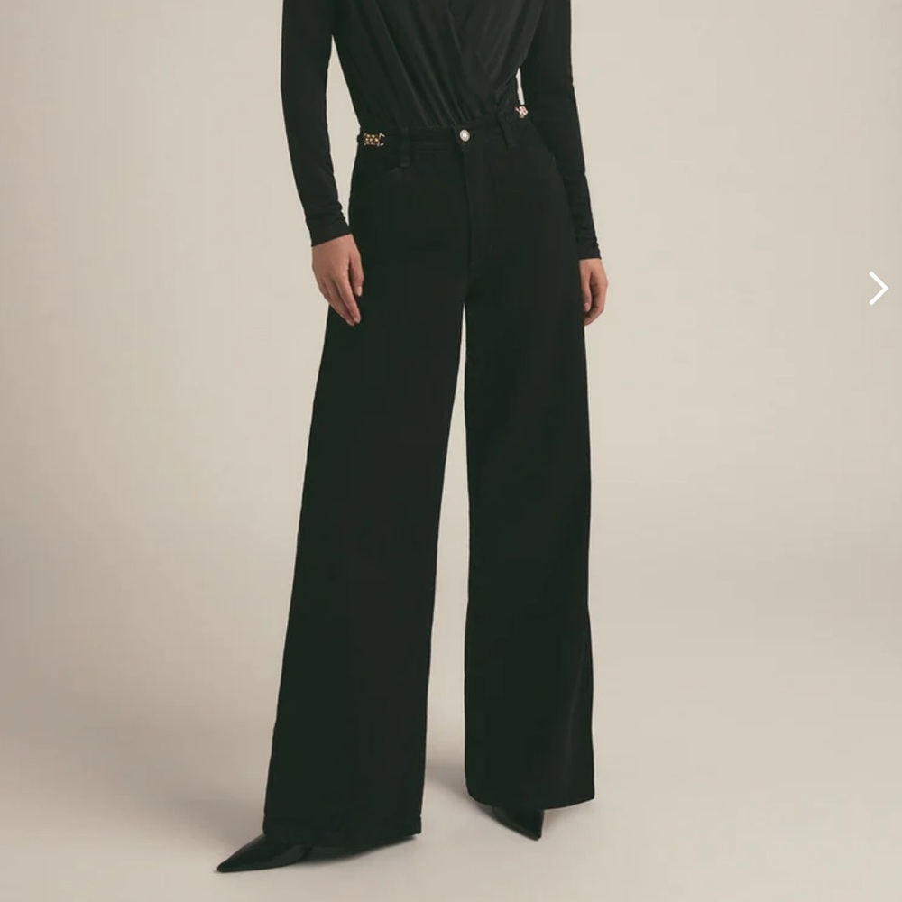 Favorite Daughter The Fancy Black Flare Jeans wide leg denim pants NWT 31 - Picture 2 of 16